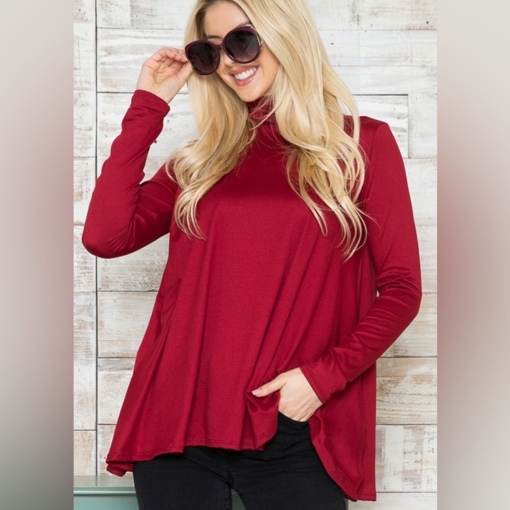 Burgundy long sleeve tunic top🍁❤️